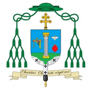 Lo stemma episcopale di Mons. Salvatore Corrado con il motto «Charitas Christi urget nos»